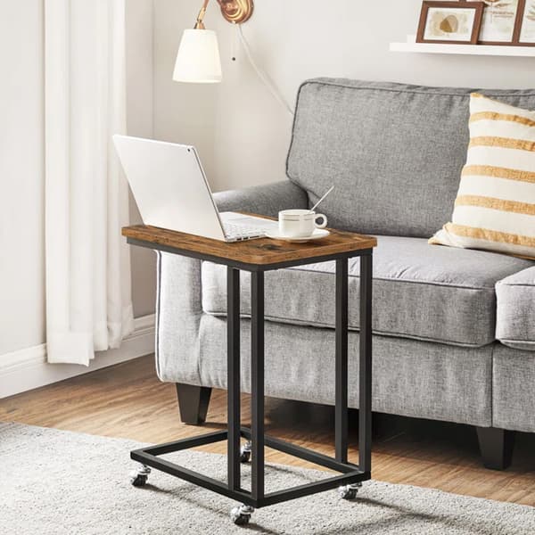 Strado VENGE sidebord - sofabord til bærbar computer, sidebord til sofa og seng, 2 i 1, hjul og ben