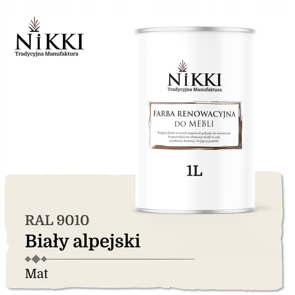 MALING TIL KØKKENMØBLER SKABSFRONTER HVID ALPIN RAL9010 MAT 1 LITER