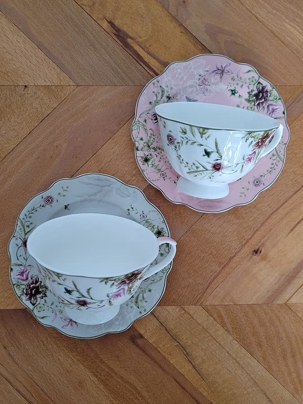 KOPP-SET MED 2 DELAR 220 ml MED FAT FÖR TE OCH KAFFE