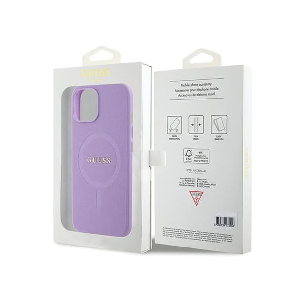 Guess Saffiano MagSafe - iPhone 15 cover (lilla)