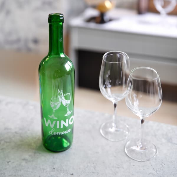 Vinflaska MED TRYCK 0,75l HEM VIN glasflaskor GRÖNA 750ml