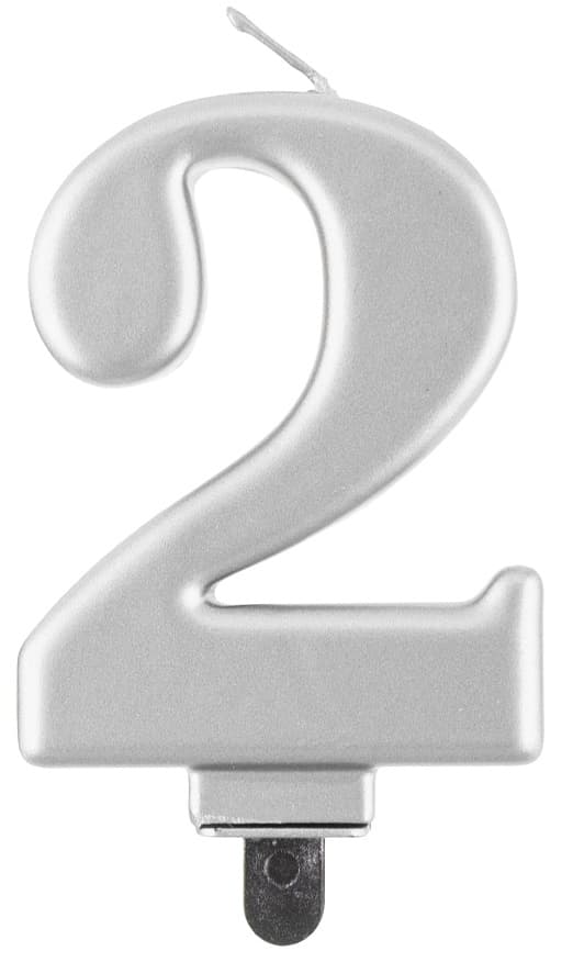 Numerovalo 2, metallisen hopean väri, 8 cm, 1 kpl