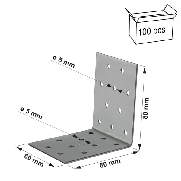 Perforerad vinkelkoppling ANPS208860 80X80X2.0X60mm