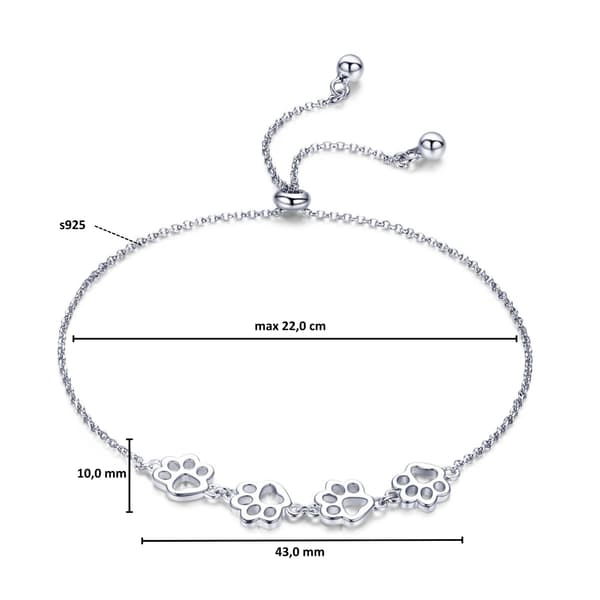 Silverarmband med klor och justerbar längd, 925 silver