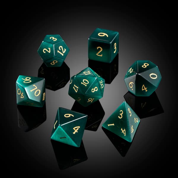 Vihreän opaalin RPG-noppasetti, 7 kristallinoppaa