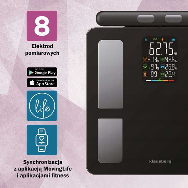 SMART IOS ANDROID ANALYTISK BADEVÆRELSESVÆGT KLAUSBERG KB-7856