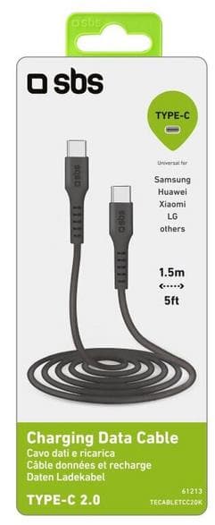 SBS USB-C-kabel 1,5 m svart