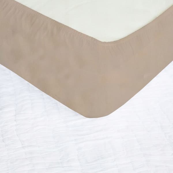 Ensfarvet luksus lagen - beige 220x200 med elastik