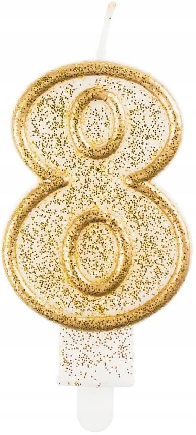 B&C ljus nummer "8", guldfärgad kontur, 1-pack