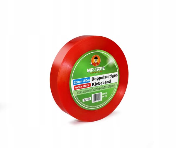 DUBBELSIDIG TRANSPARENT MONTERINGSTEJP FÖR HUSDJURSBANNERER 38 mm/50 m