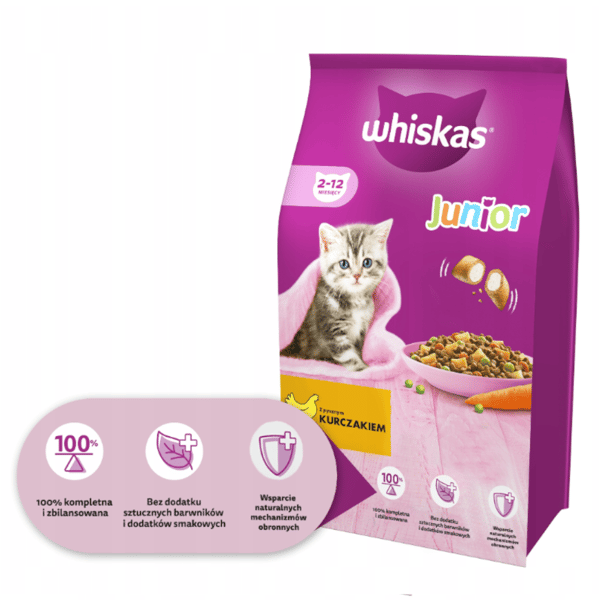 Torrfoder för kattungar WHISKAS Junior med kyckling 14 kg