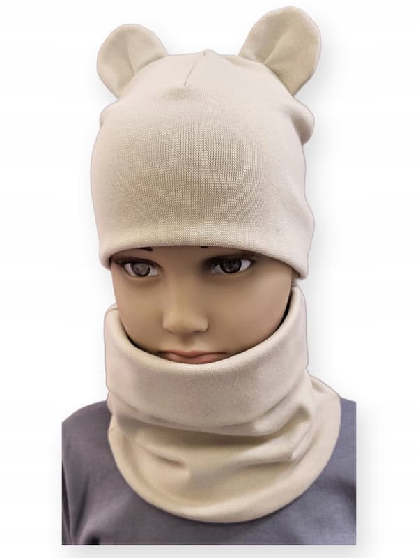 Set MÖSSA + HALSDUK barnset med ÖRON storlek 52-56 BEIGE