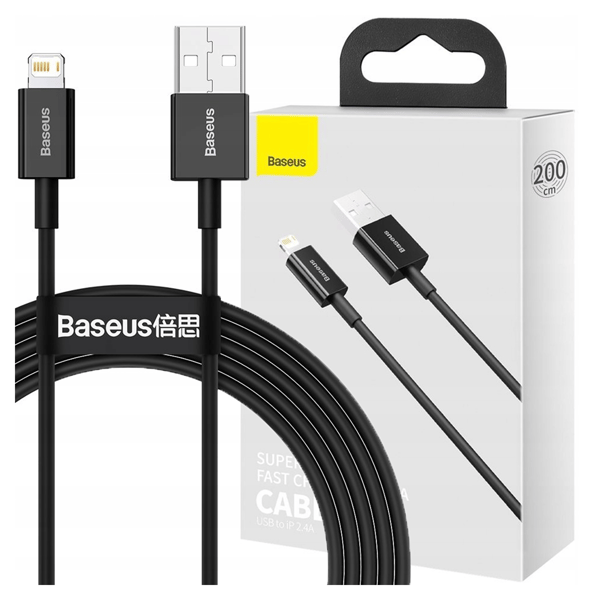 Baseus Superior Series USB til Lightning-kabel, 2.4A, 2m (sort)