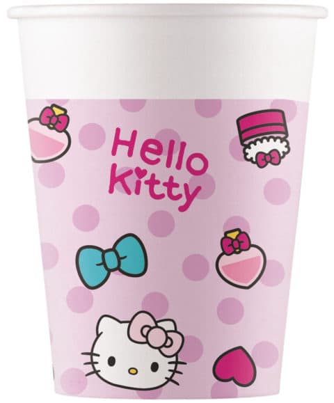 HELLO KITTY Födelsedagspappersmuggar 200ml 8 st