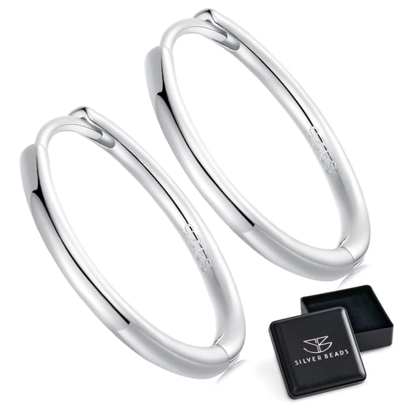 Eleganta klassiska ringörhängen i silver med spänne, storlek L