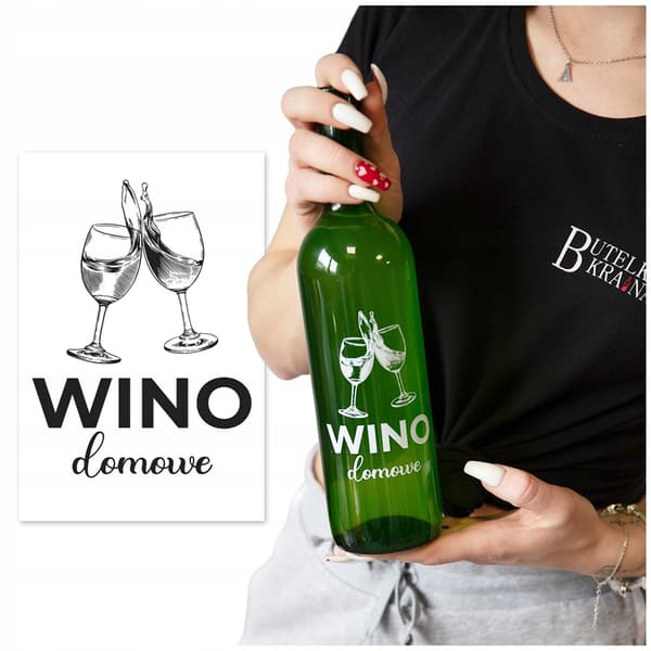 Vinflaska MED TRYCK 0,75l HEM VIN glasflaskor GRÖNA 750ml