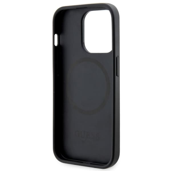 Guess GUHMP14LP4RPSK iPhone 14 Pro 6.1 sort/sort hårdt cover 4G trykte striber MagSafe