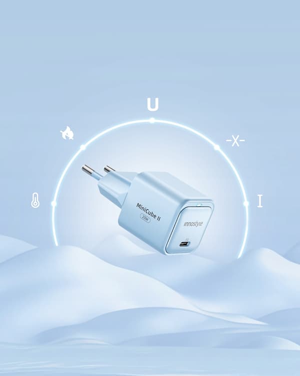 INNOSTYLE HURTIGOPLADER CUBE USB-C 20W USB TYPE C GAN II TIL IPHONE LED