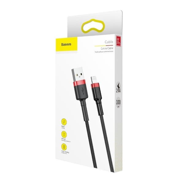 Baseus Cafule Lightning USB-kabel 2.4A 1m (svart-röd)