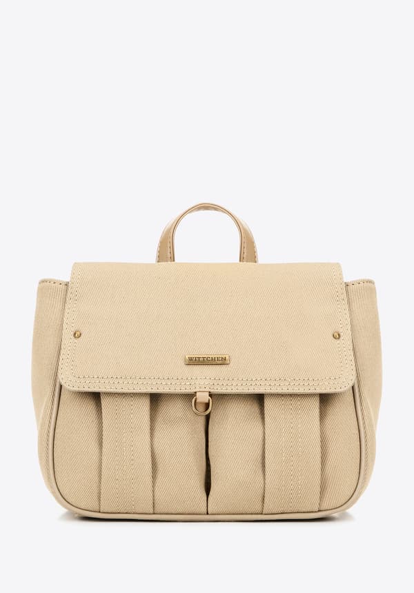 Wittchen Dam Mini Ryggsäck med Klaff, Beige, Bomull