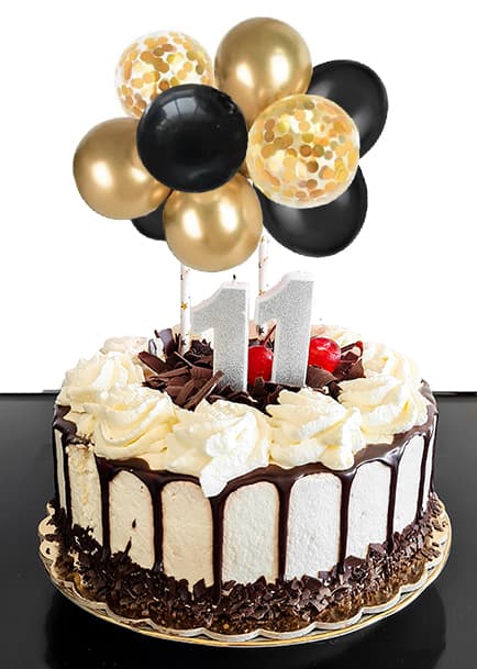 Ballontop guld sort guld konfetti