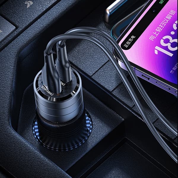 USAMS Biloplader C36 USB+USB-C 95W Fast Charge sort/sort CC176CC01 (US-CC176)