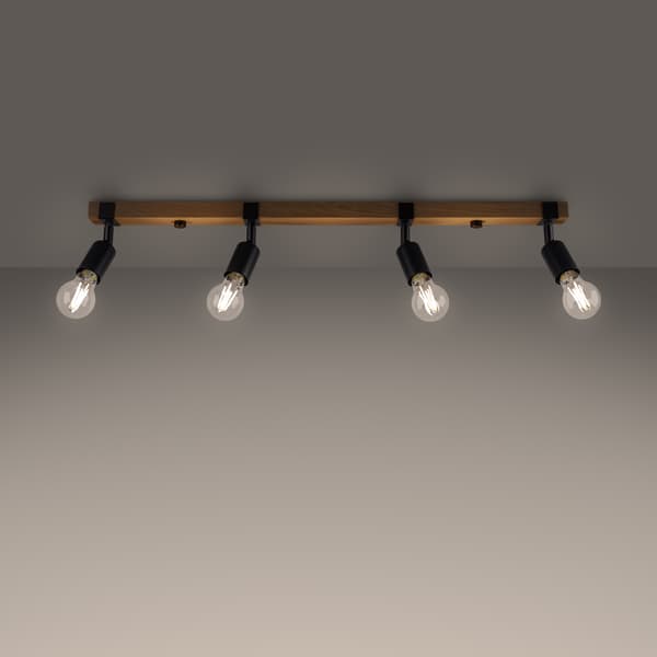 Loftlampe Zuca 4 E27 Sort træ Sollux SL.1298