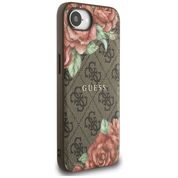 Guess 4G Blomsterprint MagSafe-etui til iPhone 16e brunt