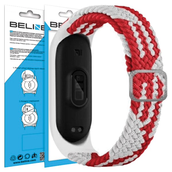 Beline Mi Band 3/4 rem Textilröd/vit röd/vit