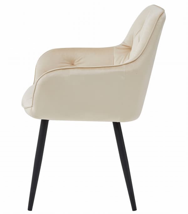 JORK stol - beige sammet / svarta ben x 2
