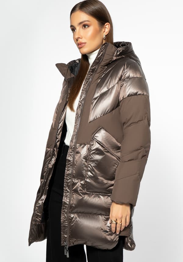 Wittchen dames dunfrakke med hætte, beige, beige nylon