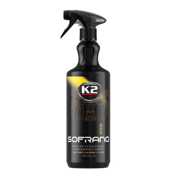 K2 D5051 Sofrano Pro 1L hoitaa ja puhdistaa luonnollisia nahkoja