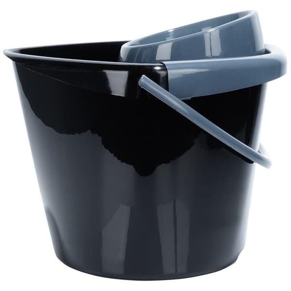 Moppe-spand med vridemaskine plast sort 10 l