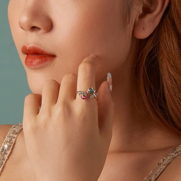 Sølv universal ring skelet hånd HJERTE og ROSE sølv 925