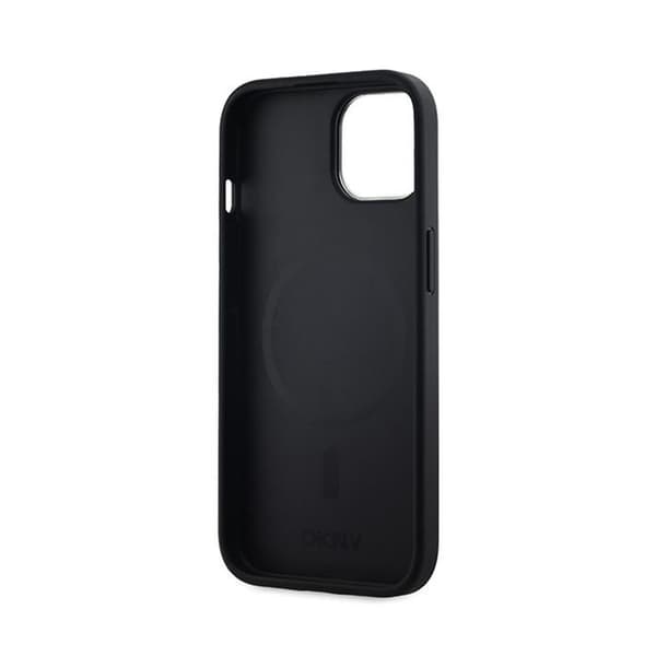 DKNY Læder Ternet Mono Mønster MagSafe - iPhone 15 Plus / 14 Plus Etui (Sort)