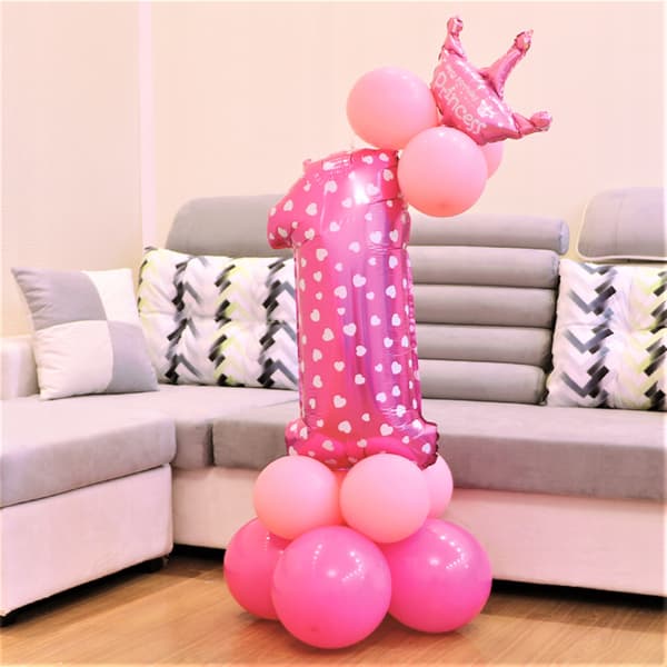 Set med rosa ballonger nummer 1, 1 set