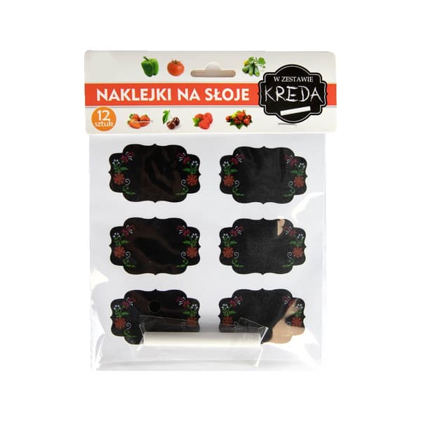 Självhäftande kritetiketter 12 st + krita