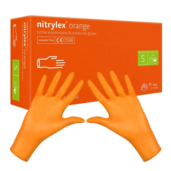 Mercator Nitrylex Orange nitrilhandsker S 100 stk.