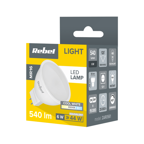 Rebel 6W MR16 6500K 12V LED-lamppu