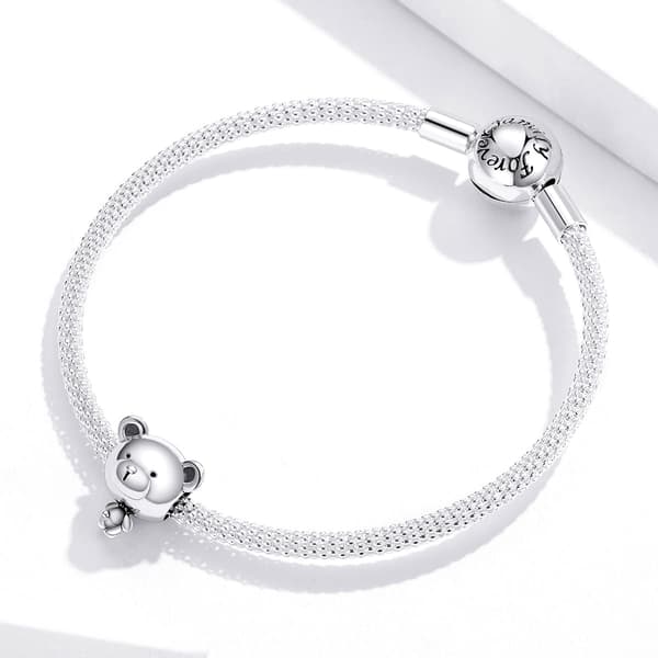 Sølv charm bamse perle perler sølv 925 perle