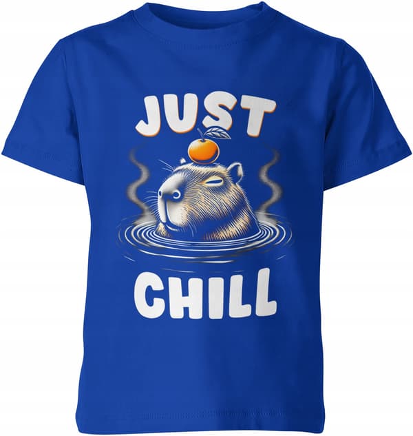 CAPIBARA BARN-T-SHIRT MED TRYCK ROLIGT JUST CHILL CAPIBARA-TRYCK