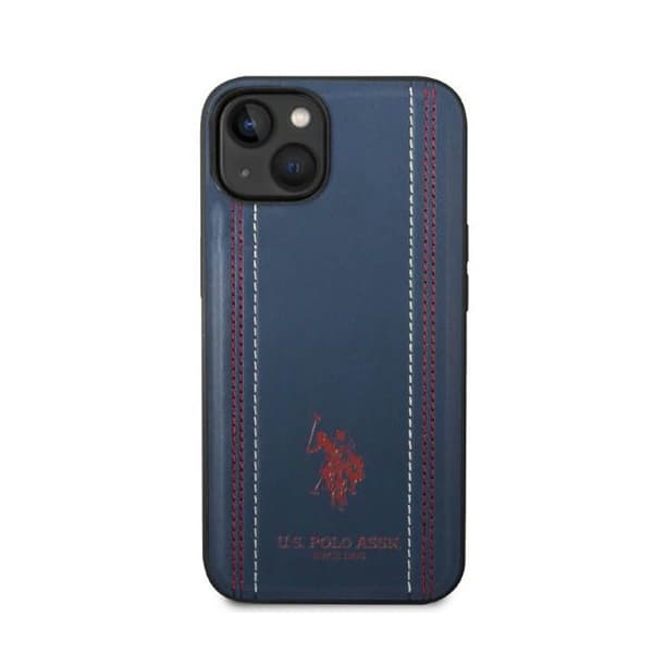 US Polo Assn Lädersöm - iPhone 14 Plus-skal (Marinblå)