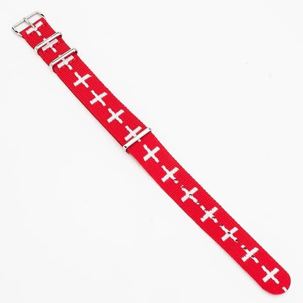 RÖTT NATO NYLON UNIVERSAL KLOCKREM SILVER SPÄNN 20mm