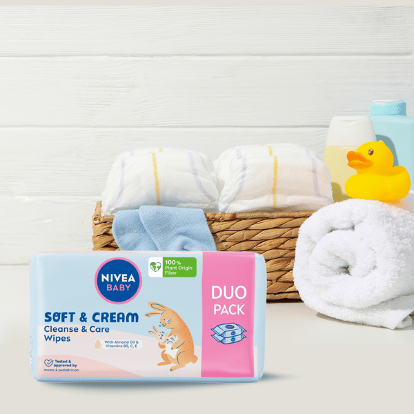 Nivea Baby servietter soft og cream 2x 57stk