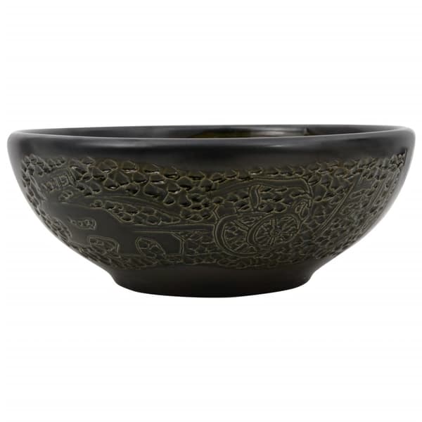 vidaXL Bänkskiva svart runt 41x14 cm keramik
