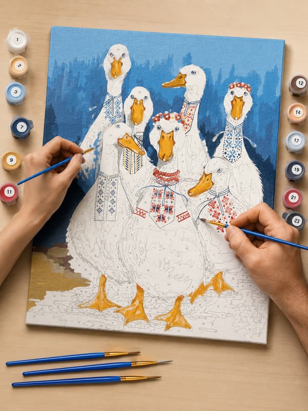 MALING EFTER TAL MED RAMME Billeder til maleri - Goose Parade 40x50 cm