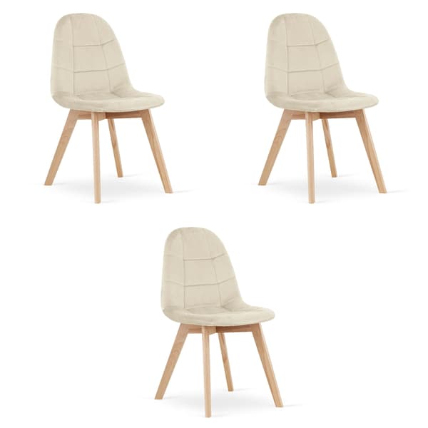 BORA stol - beige velour x 3