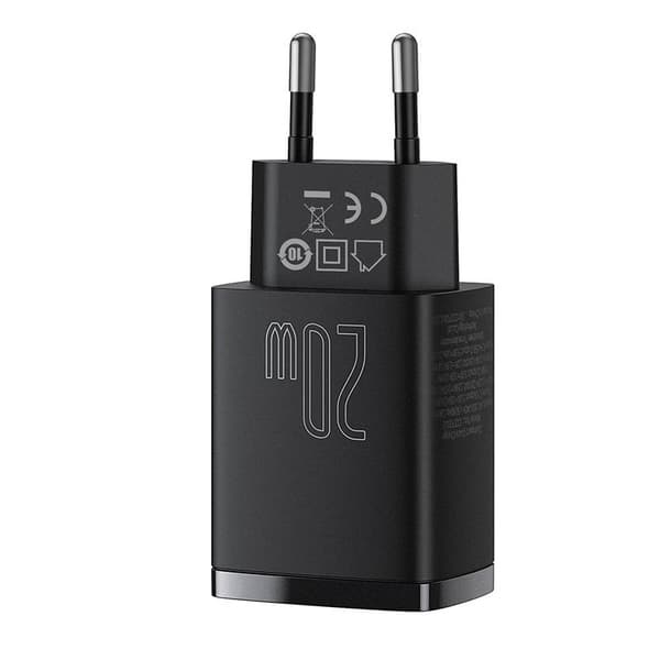 Baseus Compact -pikalaturi, USB, USB-C, 20W (musta)