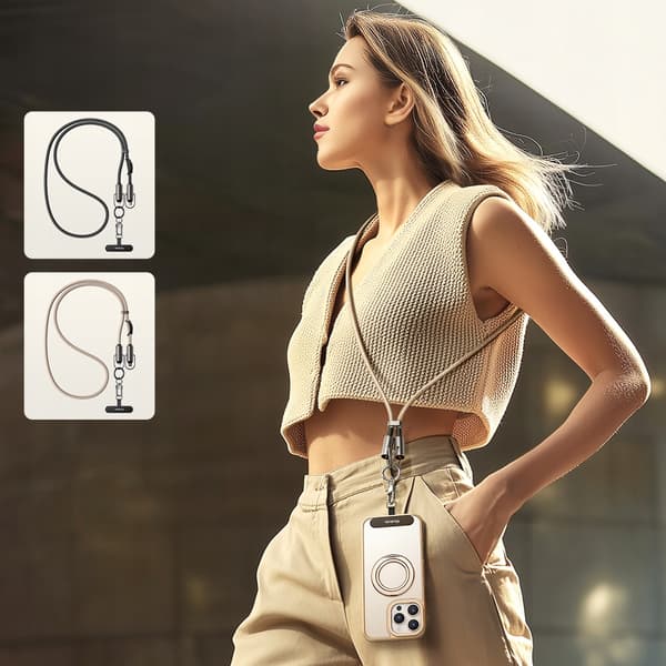MCDODO MOBILHALSREM CROSSBODY-INDSATS BEIGE KABEL TIL IPHONE