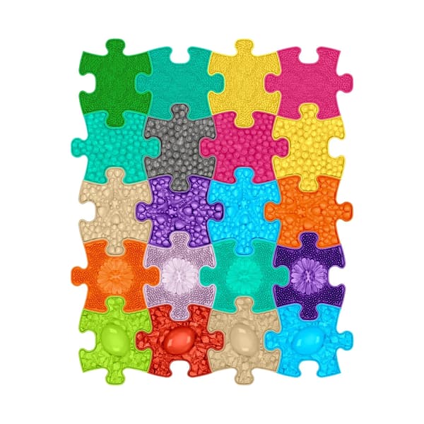 Sæt med 20 Mini Puzzle sensoriske måtter i farver - Muffik 12 måneder+